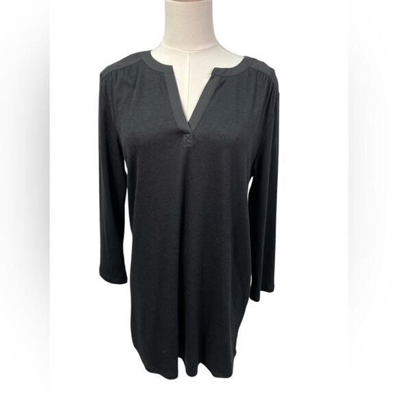 41 Hawthorn By Stitch Fix Tulla Mixed Material Knit Top Black‎ Womens Med NEW - Picture 1 of 12